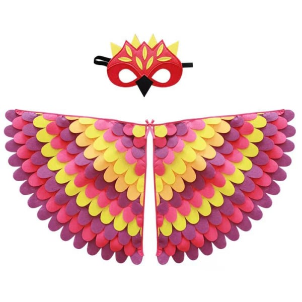 Ugglapåfågelvingar Fågelkostym med mask Fest Cosplaydräkt för barn color16