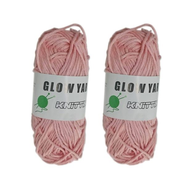 IG 2 Rullar Glow in The Dark Garn för Virkning, 50m per rulle Luminous Orange pink