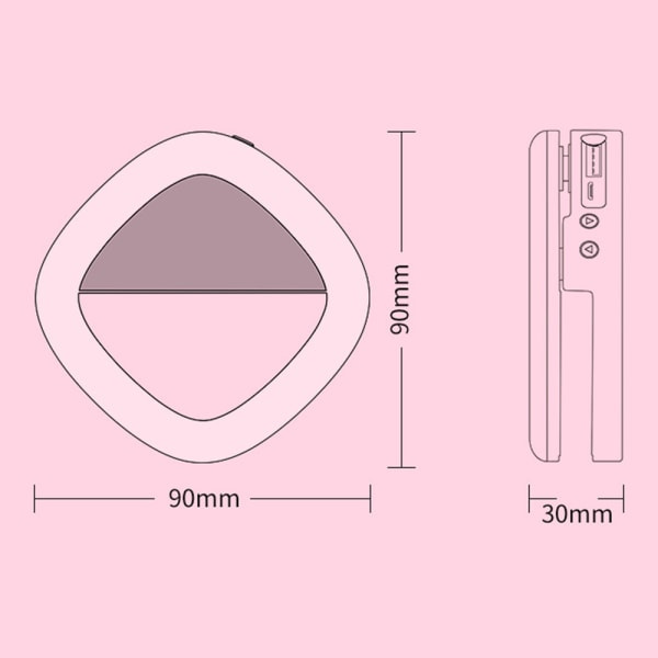 IC Selfie Light Mobiltelefon Selfie Ring Light Light 3 lystilstande Sort