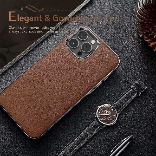 IC Designat för iPhone 13 Pro Max Skal, Premium Business Slim Classic Cover Mjukt Grepp - Brun