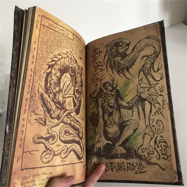 IC Necronomicon Mörk Magi Bok Demon Ond Död Bok Altar Ceremon Platt omslag en storlek