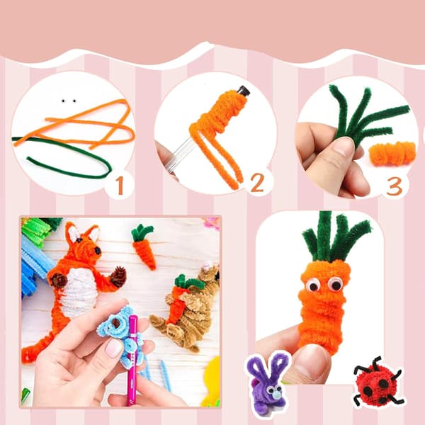 400 kpl värikkäitä chenille-lankoja - Piippurassit askarteluun - 30 cm - DIY - Monivärinen
