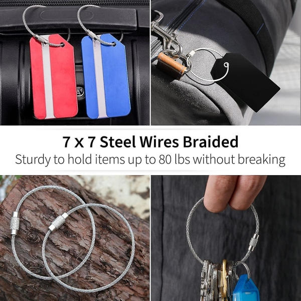 13 cm trådnyckelring Kabel stor rostfri nyckelring ögla hållare, 20 st