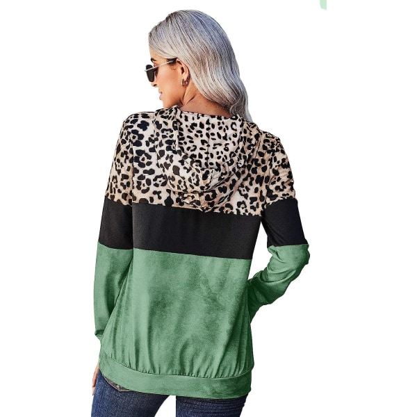 IC Dam Färgblock Leopard Camo Patchwork Huvtröja