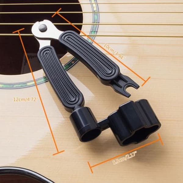 Gitarstemmeverktøy 3 i 1 | Multifunksjonell | Pinnedrager | Strengkutter | Stem gitar | Oransje