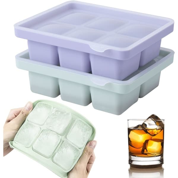 IC Stor isform, stor iskubsfack med lock, stapelbar, diskmaskinsäker, silikon, lämplig för whisky.