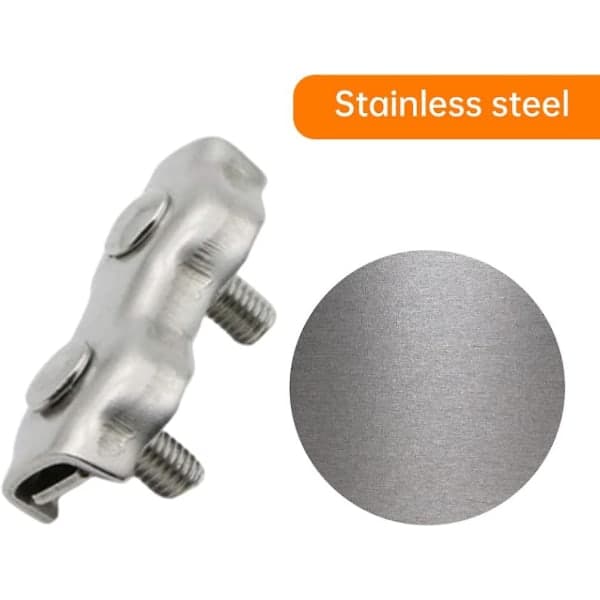 IC M4 Heavy Duty Rustfritt Stål Duplex Boltkabelklemmer for Tråd Klesline 12 stk Sølv