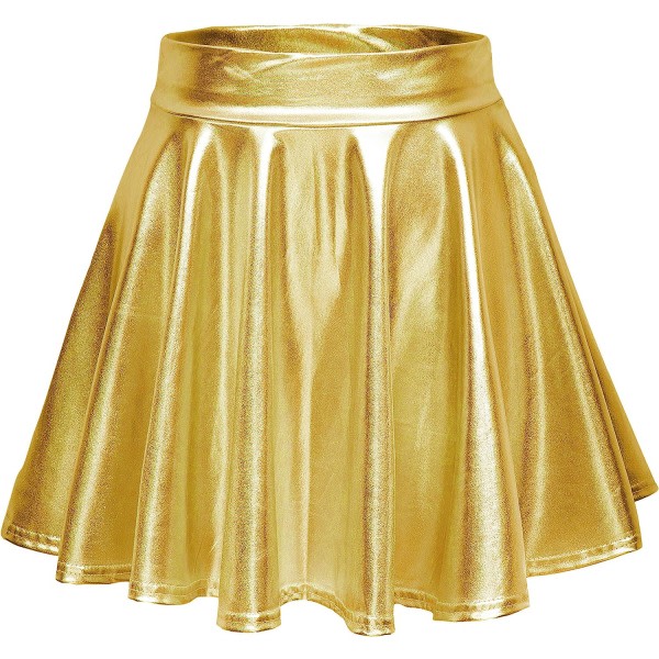 IC Kvinnors glänsande utsvängda plisserade mini skater kjol XL