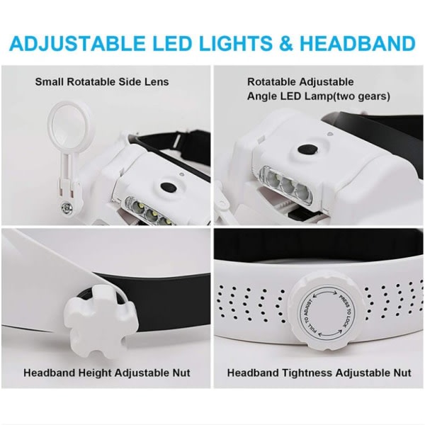 IC Hjälmförstorare med LED-ljus, uppladdningsbar headsetförstärkare