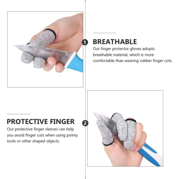 IC 10-pack skärbeständiga återanvändbara fingerbeskyttelse for köksarbeid