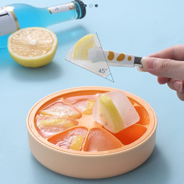IC Silikon iskubbeform med lokk, hjemmelaget lett å slippe, fleksibel iskubbeform (oransje)
