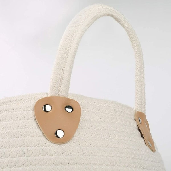 IC Tvättkorg Bomullsrep Förvaringskorg Stor 40x38 cm Korg med Handtag, för Barn Smutstvätt Leksaksförvaring Heminredning för Smutstvätt