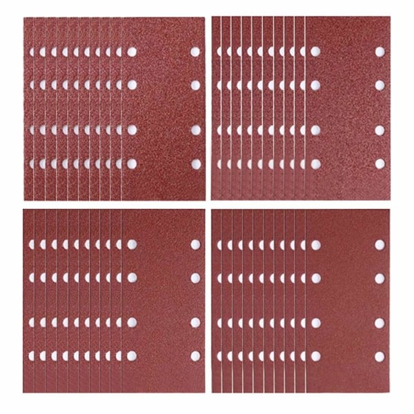 IC 40 ark 93 x 185 mm 8-hulls sandpapir for tilfeldige slipemaskiner