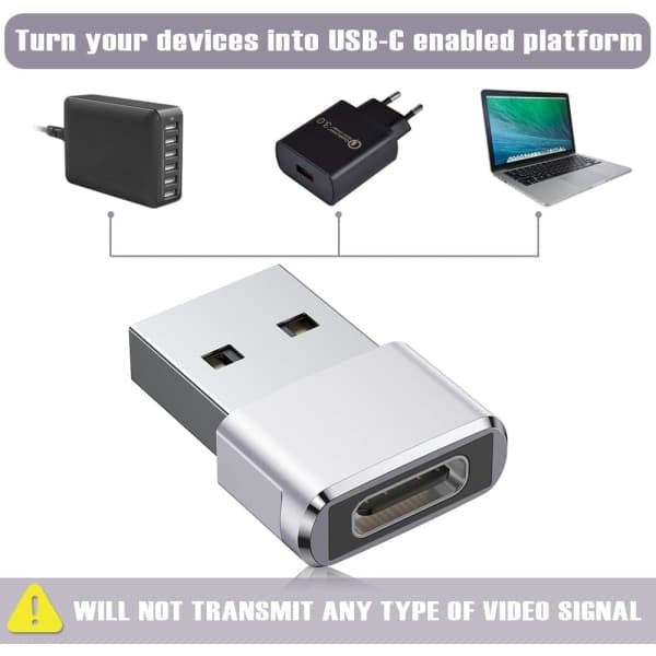 IC USB-C hona till USB-hane-adapter (2-pack), typ C till USB A-laddning