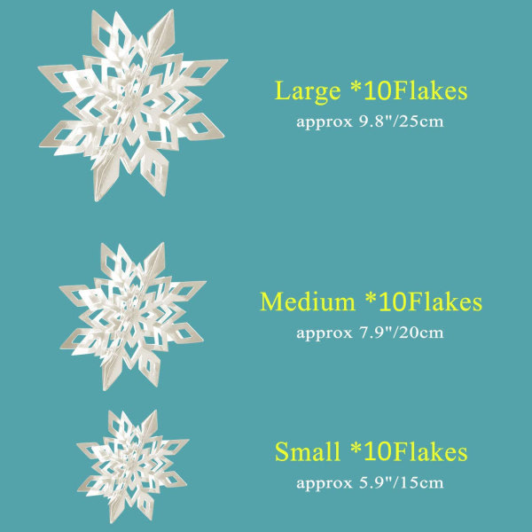 IC 30 st Glitter Snowflake Plast Christmas Snowflake Ornaments Weiß