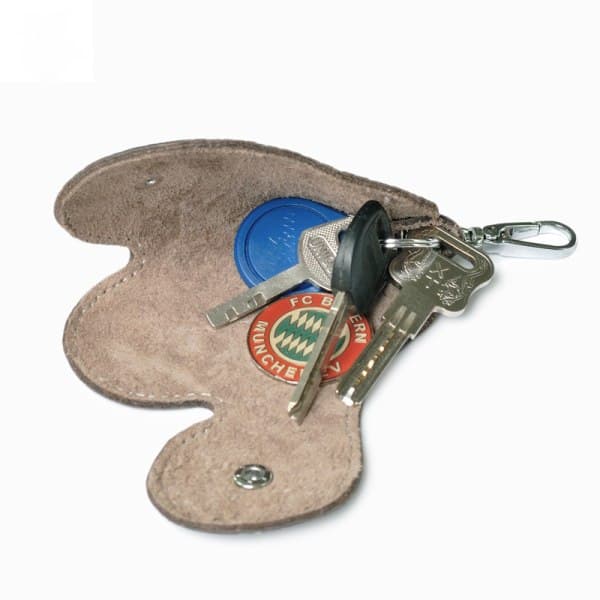 IC Nyckelring Läder Bilnyckel Plånbok Key Organizer röd