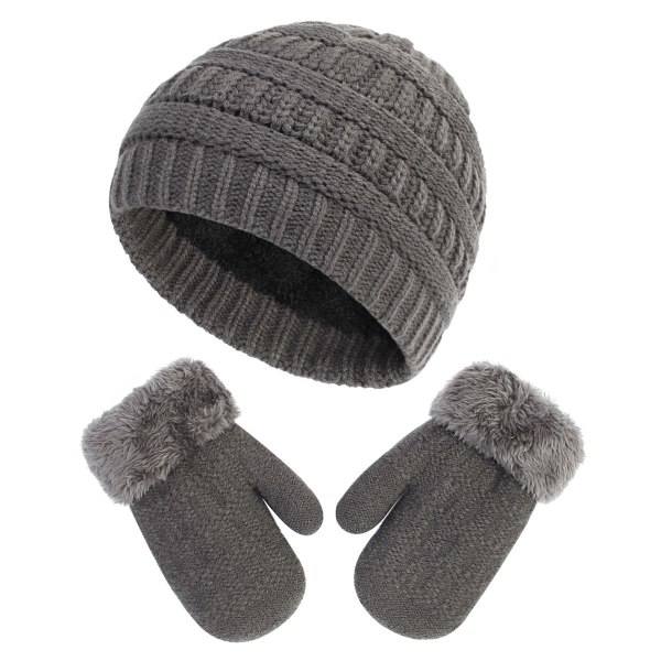 IC Vinterhandskar Set för barn Baby Toddler, pojke/tjej Mörkgrå