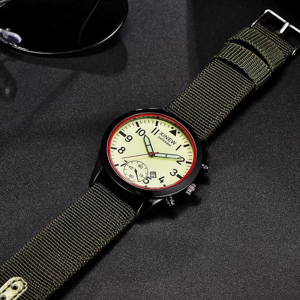 Militær Quartz Ur Sort Dato Luksus Sport Lysende Armbåndsur Herrklockor Gul