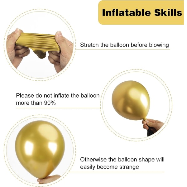 IC 129st metalliska guldballonger Latexballonger Olika størrelser 18 12 10 5 tums festballongsats for födelsedagsfest Examen Baby Shower