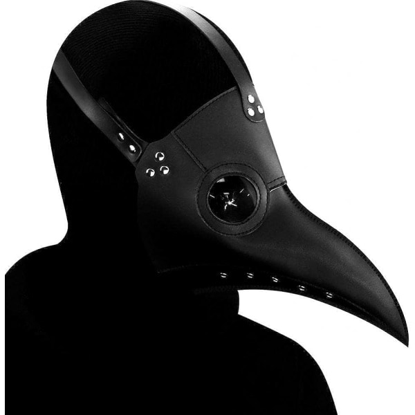 IC Plague Doctor Mask Black Bird Beak Skrämmande maske Pu Leather Mask