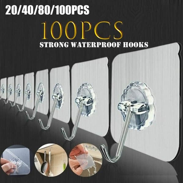 IC Transparenta Sömlösa Krokar Metall Väggkrokar För Hem Heavy Self 40PCS