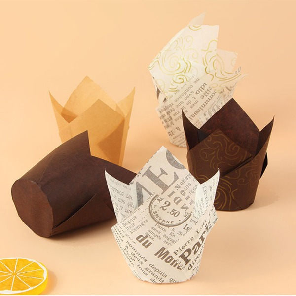 IC 50st/lot Tulpan Cupcake Bakformar Muffinformar Pappersformar Ljusgrön 50PCS