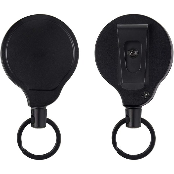 Retractible Avaimenperä Avaimenperä Heavy Duty Badge Rullehållare Liukumaton Merkkiklipsi Hihna Kaapelit (2-pakkaus, musta) IC