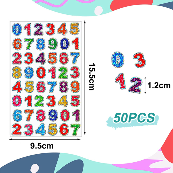 IG 50 ark klistermärken, fargede alfanumeriska klistermärken dagis