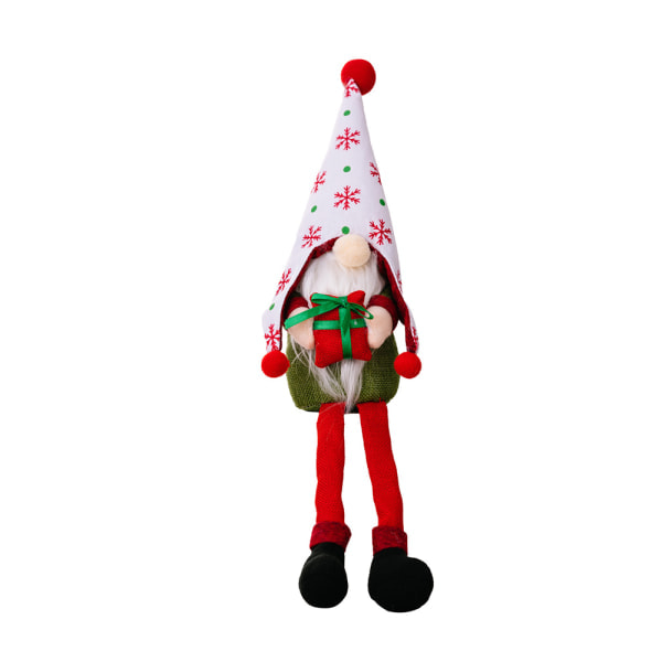 IC Jultomte Plysch Fyldt Elf Dukke Ornament, Sød Siddende Med Snehat