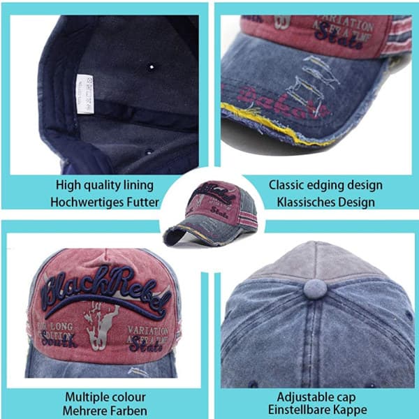 IC Cap caps Vintage caps i bomull Unisex Distressed Snapback Trucker Hat