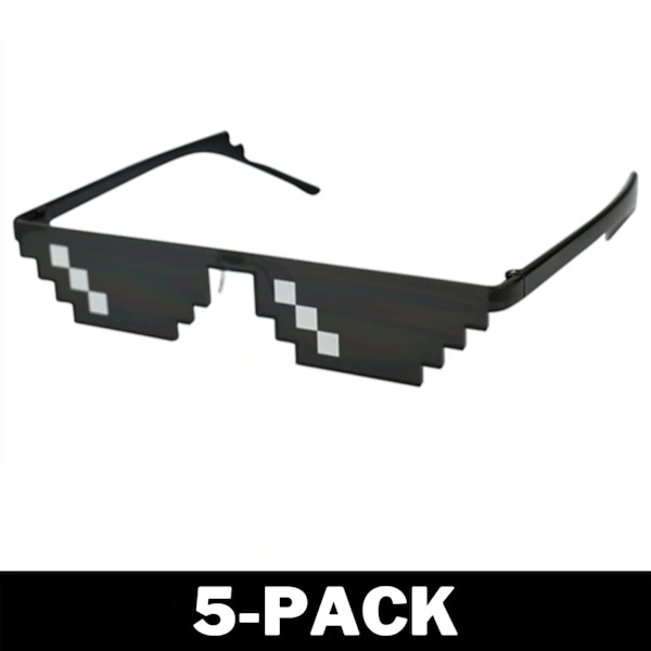 Sorte Thug Life Briller Meme Solbriller Pixel 16bit Sort 1-pak 1-pak 1-Pack