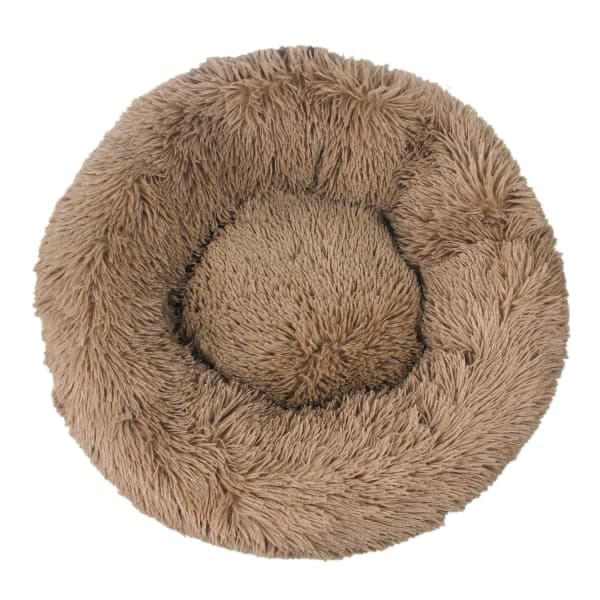 IC Plys kæledyrsseng, donut hundeseng til små hunde, rund hundeseng, Khaki