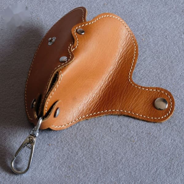 IC Nyckelring Läder Bilnyckel Plånbok Key Organizer röd