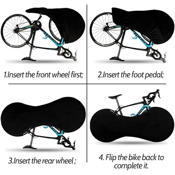 Cykelhjulovertræk Høj elastisk vaskbar støvtæt polyester opbevaringspose til indendørs transport 24-26 tommer sort