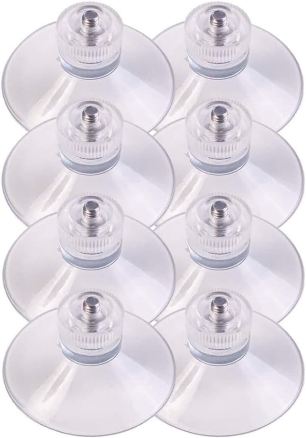 8 x Suction Cups Ø 50 mm - Suitable for M4x10mm Thread - Suitable for Knurled Nuts Transparent