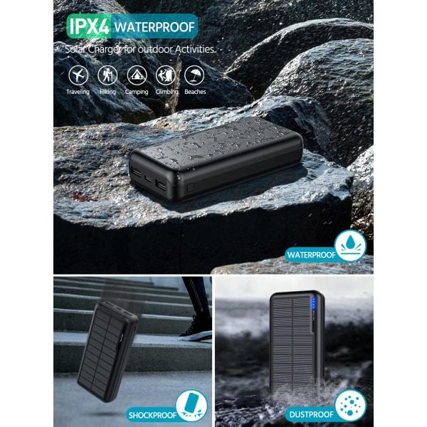 IC Solcells-Powerbank 30000mAh Laddare: Bärbar Powerbank