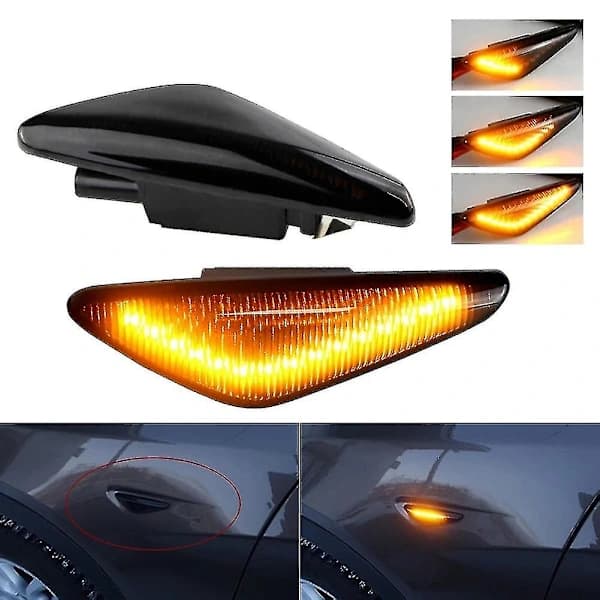 2 stk LED Dynamiske Sidemarkeringsblinklys Sidelampe for X3 F25 X5 E70 X6 E71 E72 2007-2014