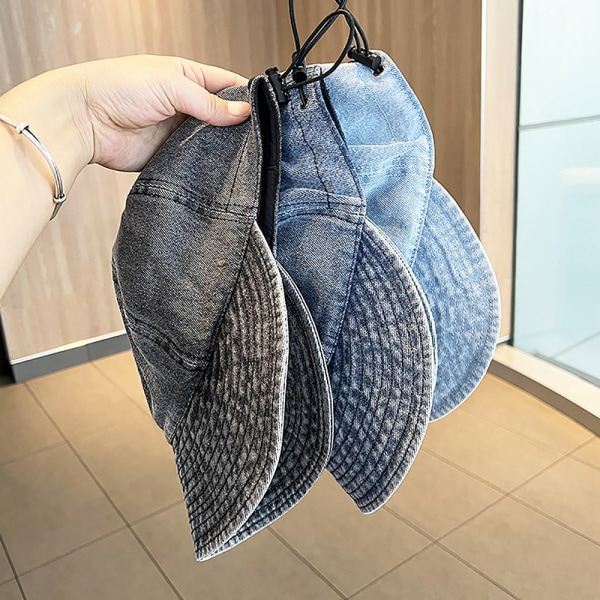 Sommarbredbrättad Fiskarehatt Dam Vikbar Solskydd Blå