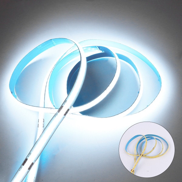 12V Högdensitets COB LED-remsa Flexibelt bandskåp Kökslampa 5M Vit