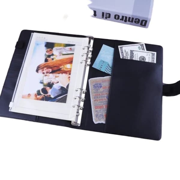Læder A5 Ringbind Planner Notesbog med Magnetlås (Indre Papir Ikke Inkluderet) - Sort
