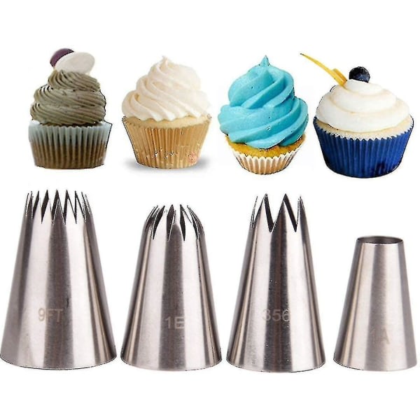 4 st Lar-spetsar Set-ideal Mindre stålmunstycke Gör-det-själv-verktøy for tårtor Bakverk Tårta Betyg #3, Edelstahl, 2