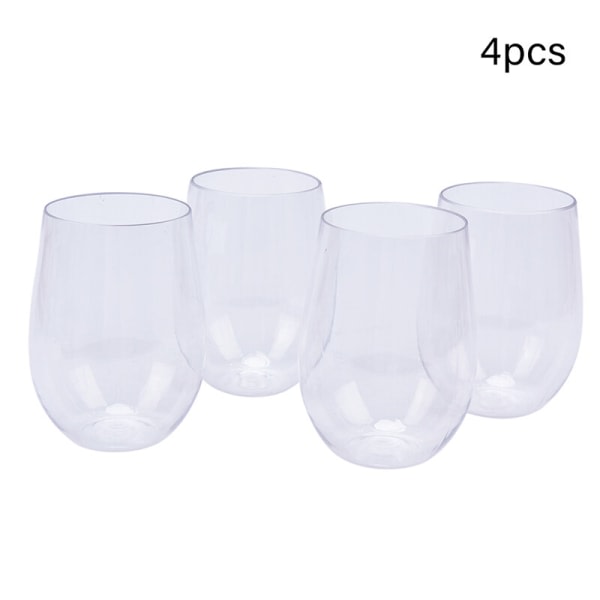 UG 4 stk Uknuselige vinglass Splittersikkert plastglass Sikker gjenbrukbar ølkopp a