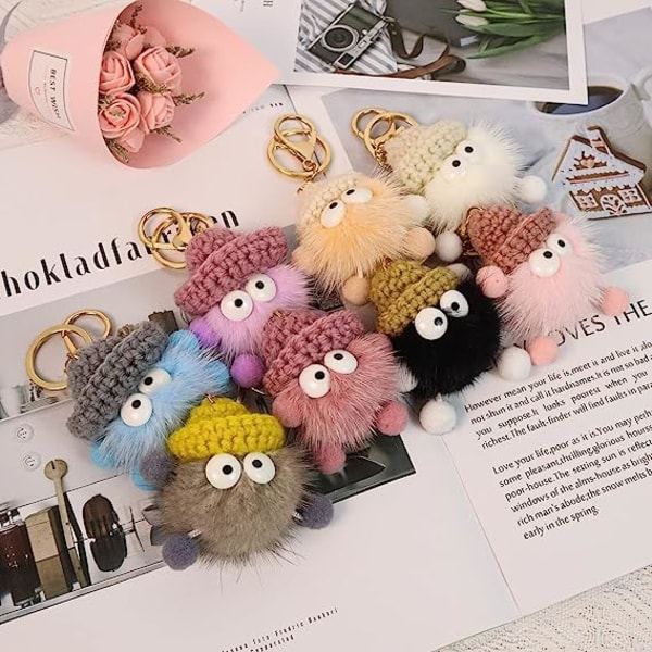 Sød plys nøglering til kvinder blød fluffy nøglering Squishmallow nøglering Kawaii bilnøglering Rygsæk nøglering IC