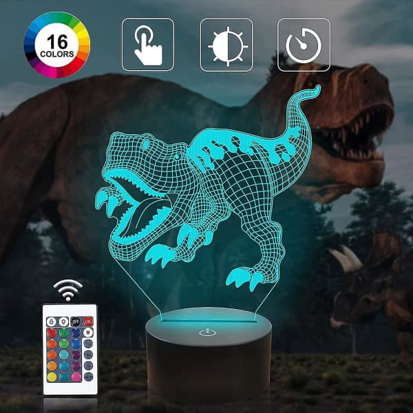 IC CNE 3D Dinosaur nattlyslampe Leksaker, Dinosaurlys