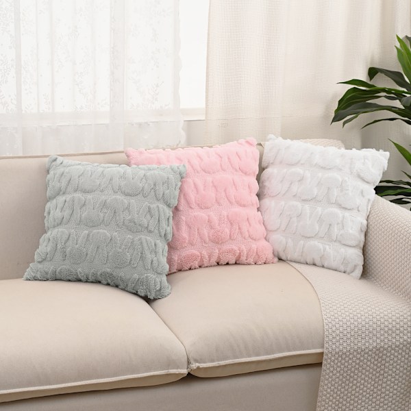 Nordisk Påskehare Putetrekk Plysj Jacquard Stue Sofa Pute Seng Pute Putetrekk Light gray rabbit Pillowcase + pillow core