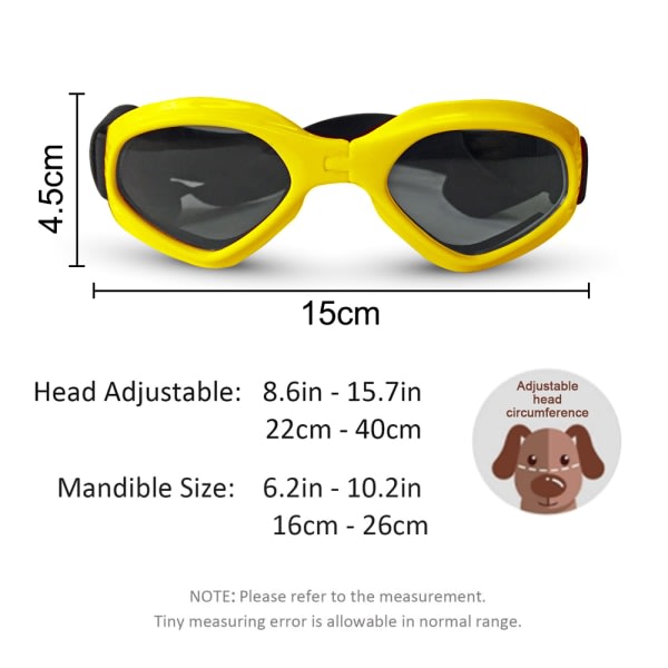 IG Hundglasögon hundsolglasögon UV-solglasögon justerbara keltainen