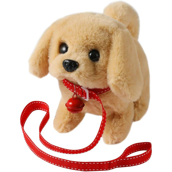 IC Plysch Golden Retriever Leksakshund Elektronisk Interaktiv Hund - Promenader, Skällande, Viftande Svans, Sträckande Husdjur (Golden Dog)