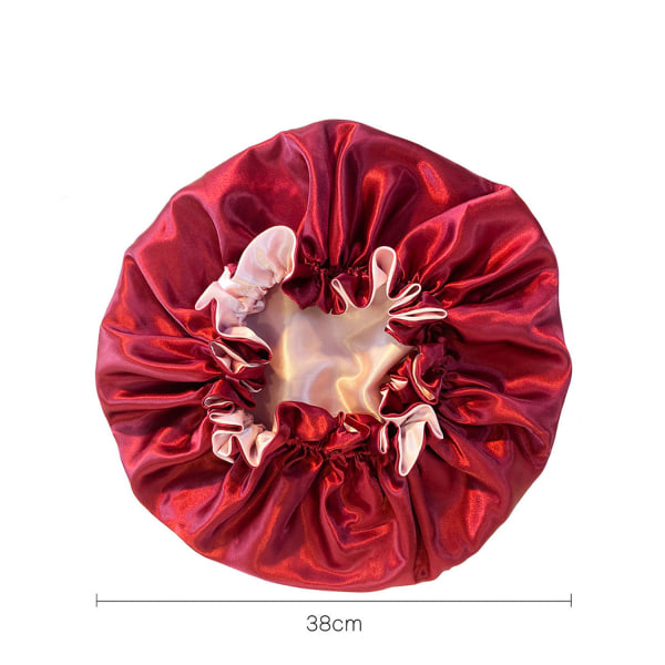 Satin Silke Satin Bonnet Cap Cap Bowknot Rund Cap Vinrød