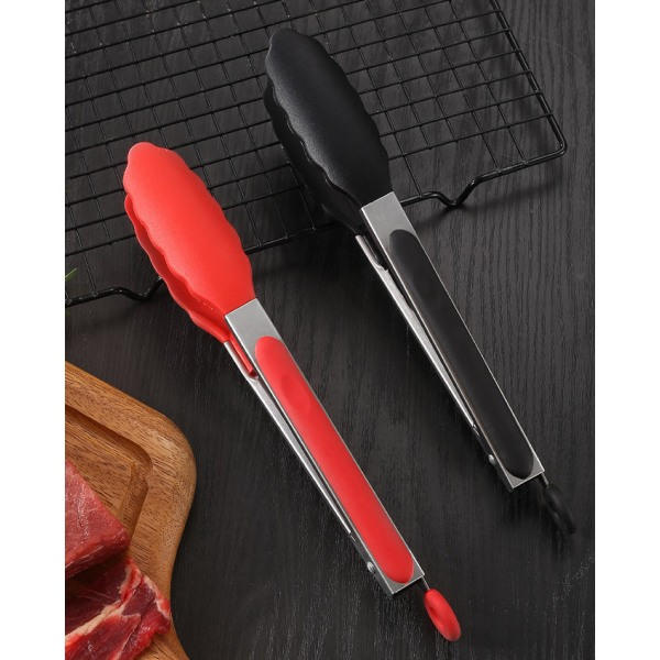 IC Rustfritt Stål 9-tommers Non-Stick Stektång BBQ-brødtang BBQ-tång Kjøkkenutstyr (Rosa)