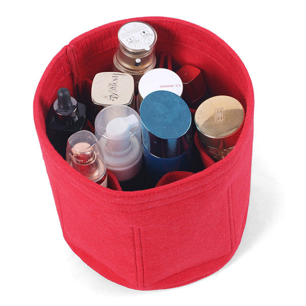 IC Kosmetisk väska Mode handväska Bucket Bag Filt liner handväska Handbag Brun